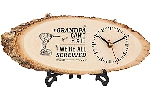 Calibron Fathers Day Birthday Gifts for Grandpa, Grandpa Engraved DIY Wooden Clock, Grandpa Birthday Gifts from Grandchildren