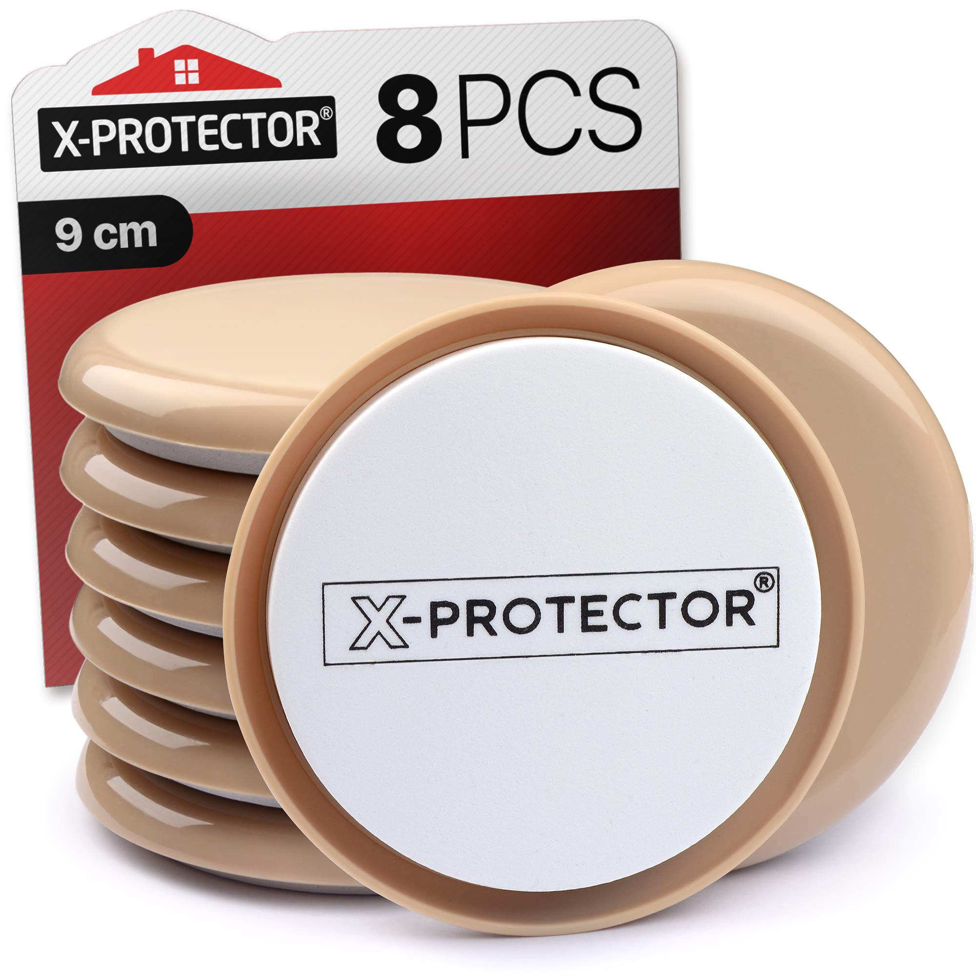 Furniture Sliders for Carpet 8 pcs 9cm X-PROTECTOR – Moving Pads Sliders for Furniture - Move Your Furniture Easy with Reusable Furniture Movers Sliders for Carpets!