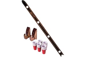 GoPong Slamski - Retro and Vintage Wood Designs - 4 Person Drinking Ski with 50 Plastic Shot Glasses