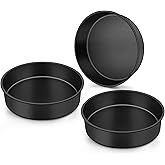Onader 8 Inch Cake Pan, Stainless Steel Round Smash Cake Bake Pans Set of 3, Nonstick & Non Toxic Birthday Wedding Baking Tins
