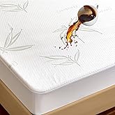California King Waterproof Mattress Protector, Rayon Made from Bamboo Mattress Pad Cover New Pattern, Soft Breathable Cooling