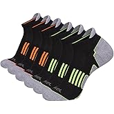 JOYNÉE Men's 6 Pack Athletic No Show Performance Comfort Cushioned Low Cut Running Tab Socks,Black,Sock Size:10-13