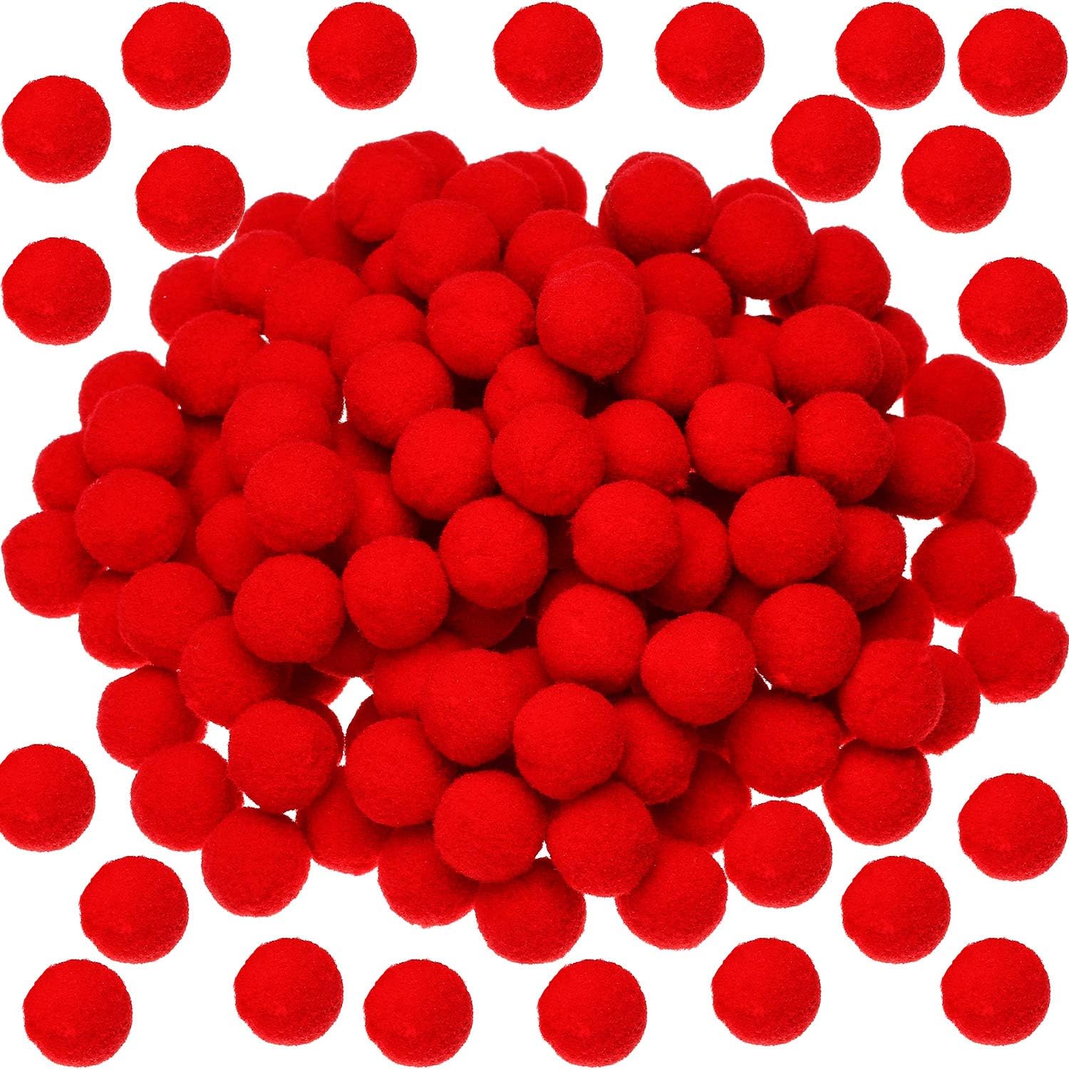 Sumind 100 Pieces Christmas Fluffy Pom Poms Balls for Decorations Arts Crafts DIY, Red (2 cm)