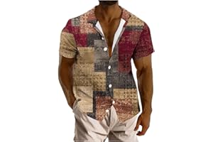 Men's Button Down T-Shirt Beach Hawaiian Shirts Floral Print Beach Holiday Tops Loose Button Down Vacation Blouse