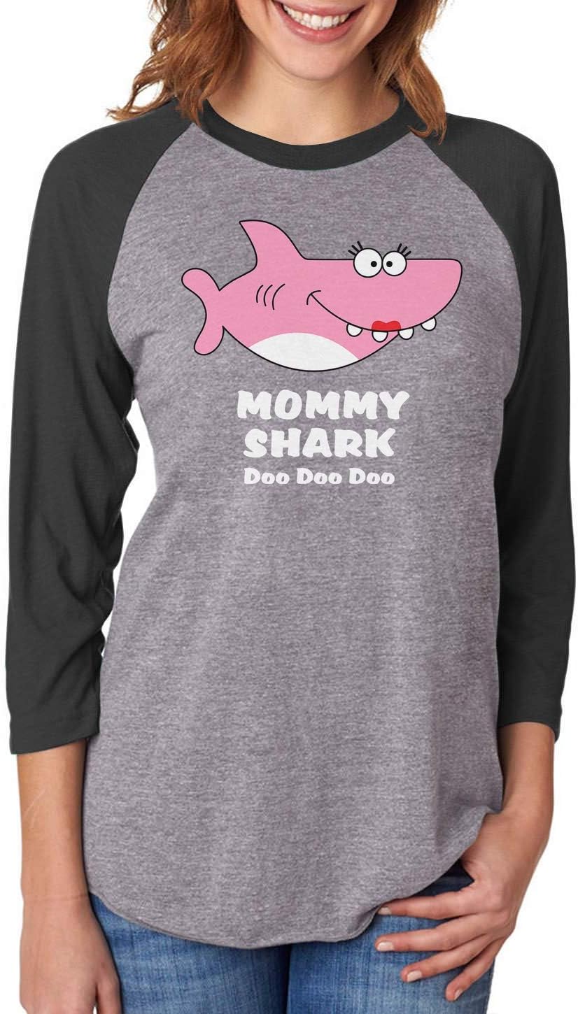 Shark Shirt for Mom Mother's Day Family Mommy 3/4 Women Sleeve Baseball Jersey Shirt