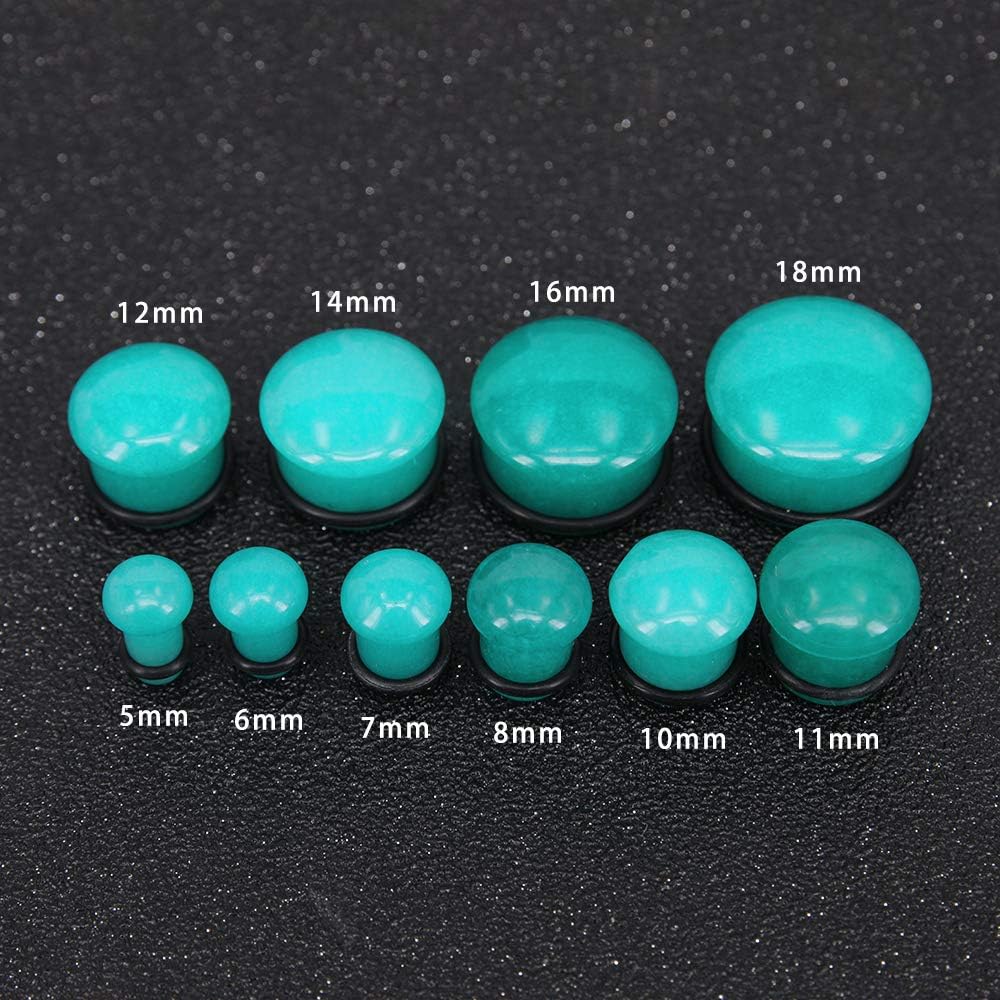 Mozambique Amazonite Natural Stone Ear Plug Ear Gauge Noble Temperament Single Flare Ear Expander Tunnel (Gauge= 2g(6mm)) - Image 3