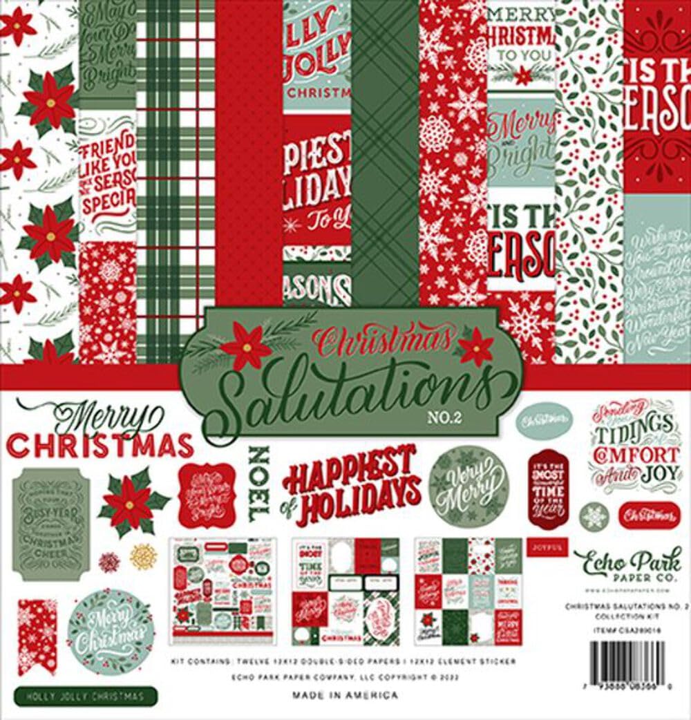 Echo Park Paper Company Christmas Salutations No. 2 Collection Kit, Multicolor