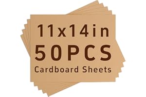 DERZIFUN 50 Pack 11x14 Corrugated Cardboard Sheets, 3mm Thick Card Board Paper Mailer, Thin Cardboard Sheets for Crafts, Diy Art, Shooting, Cardboard Inserts, Dividers