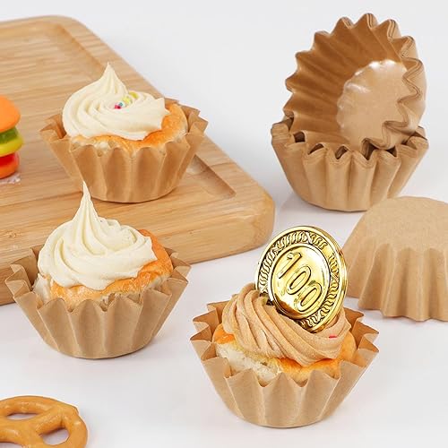 Caperci Grease-Resistant Natural Mini Cupcake Liners 200 Counts