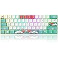 MageGee 60% Mechanical Keyboard,Sea Wave Wired Gaming Keyboard with 5 Sided PBT Heat Sublimation Keycaps with White Switches and RGB Backlit Portable Keyboard for PC Gamer(Waves)