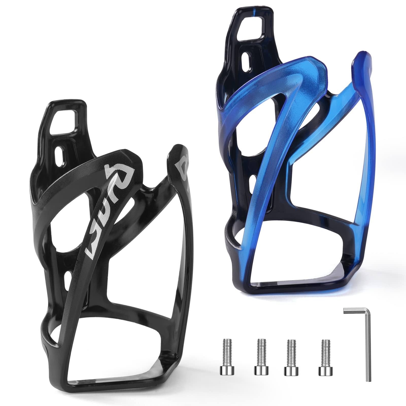 Ainiv Bike Water Bottle Cage, 2PCS Plastic PC Bike Water Bottle Holder, Bicycle Cup Holder, Cycling Bottle Holder for Road Bike and Mountain Bike, Black + Black Blue