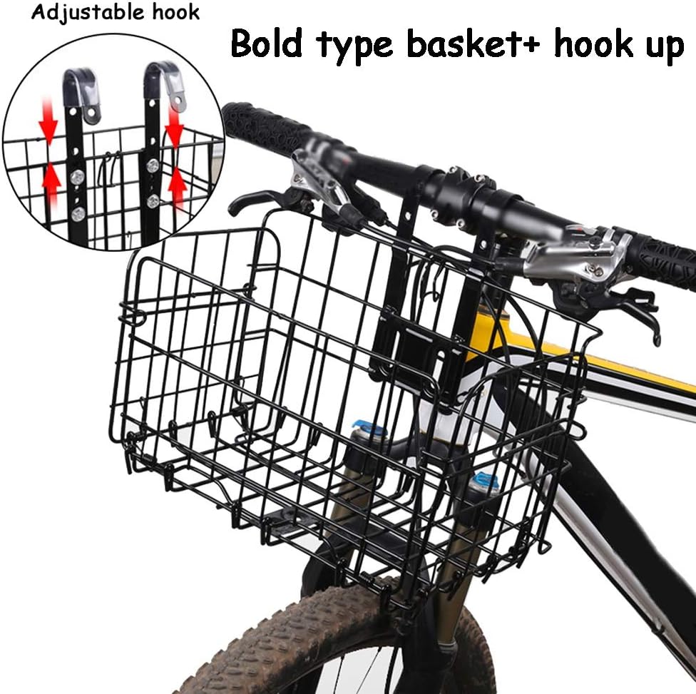 LXLIGHTS Bike Basket, Bicycle Basket Foldable Metal Iron