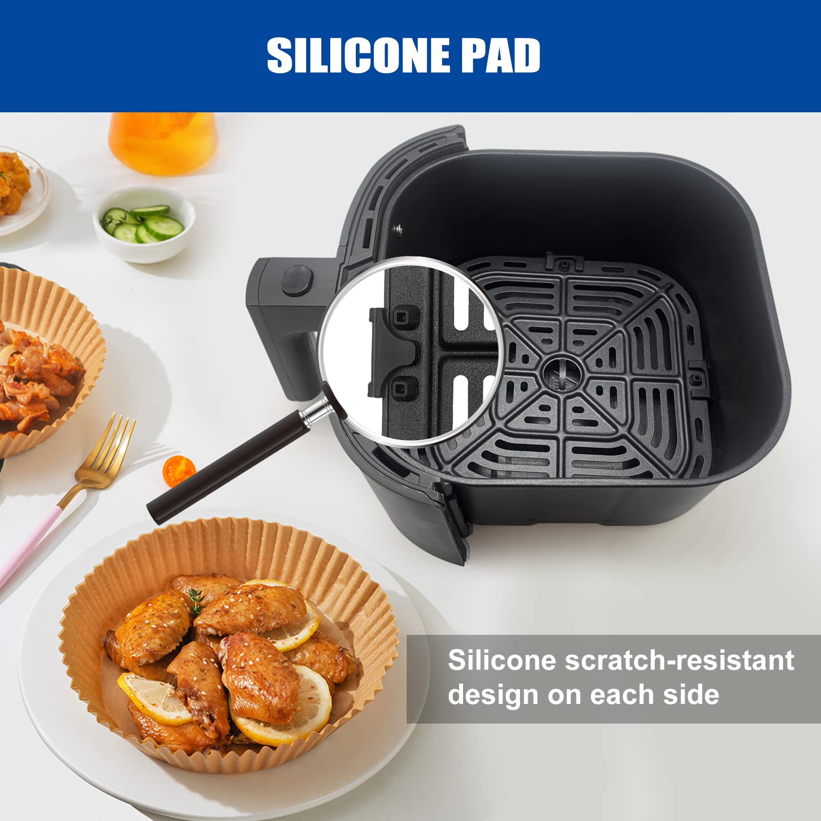 Air Fryer Rubber Bumpers, 4 Packs Replacement Parts for Instant Vortex Gourmia Cosori and other Air Fryers, Air Fryer Accessories Silicone Protective Feet Tips Tabs to Prevent Basket Damage
