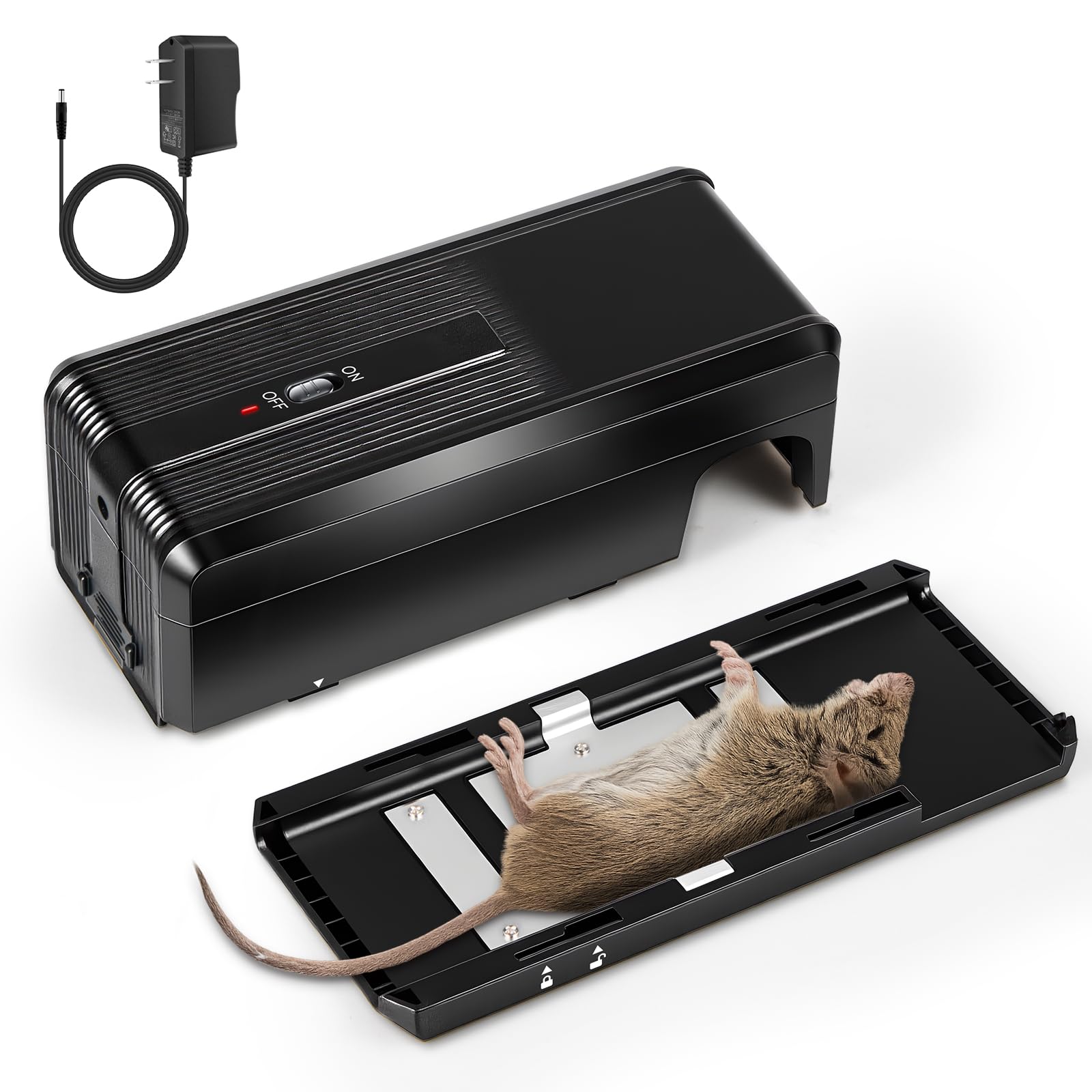 Photo 1 of 2025 Electric Mouse Trap Zapper Powerful Rat Traps Indoor for Home,Reusable Electric Rat Traps Outdoor Rodent Zapper Mice Trap Electronic Shock Killer for Attic Warehouse Kitchen Garage,No-Touch,Black