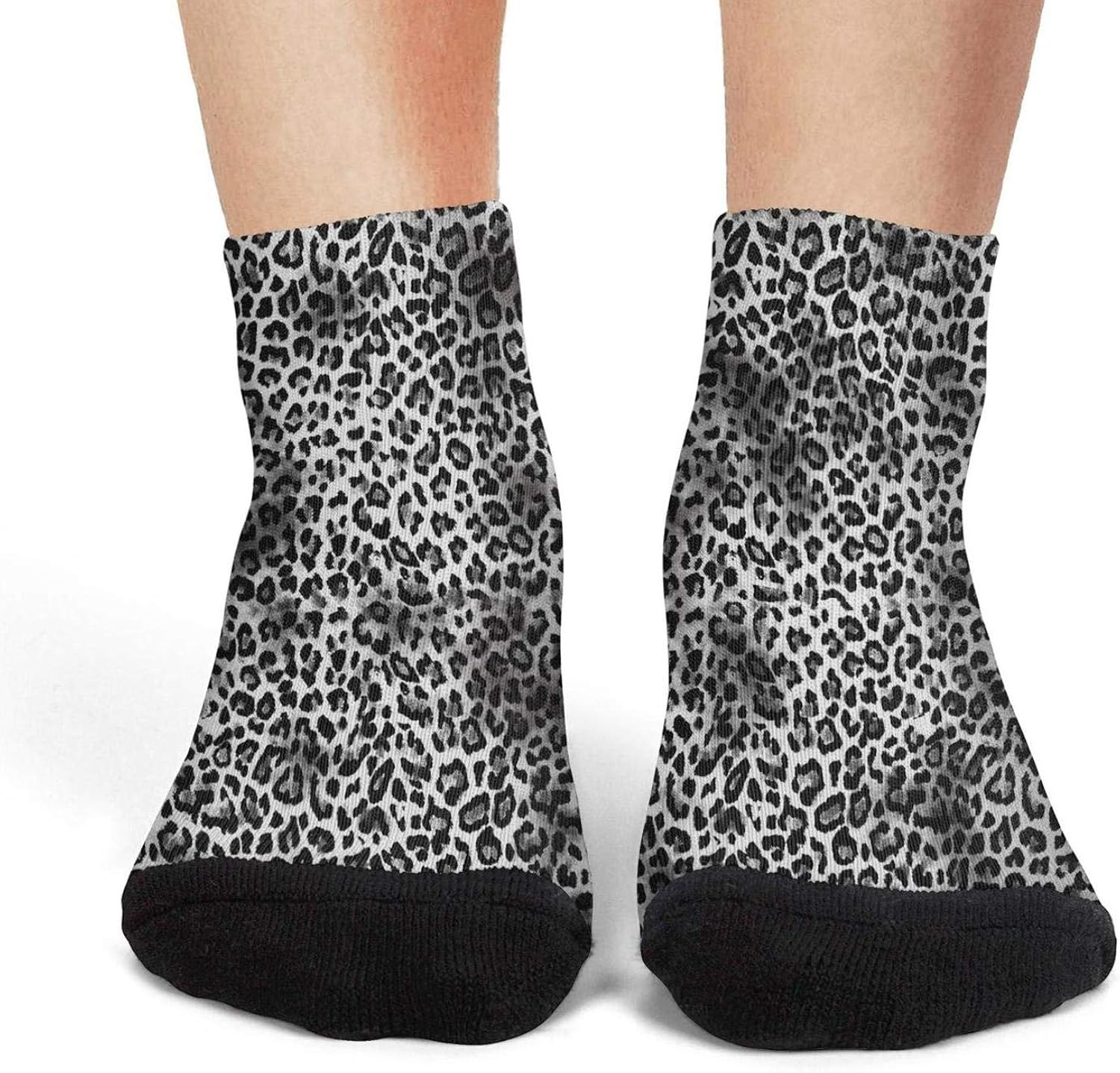 Leopard Cheetah Print Black Low Cut Socks for Women Blend Four Seasons