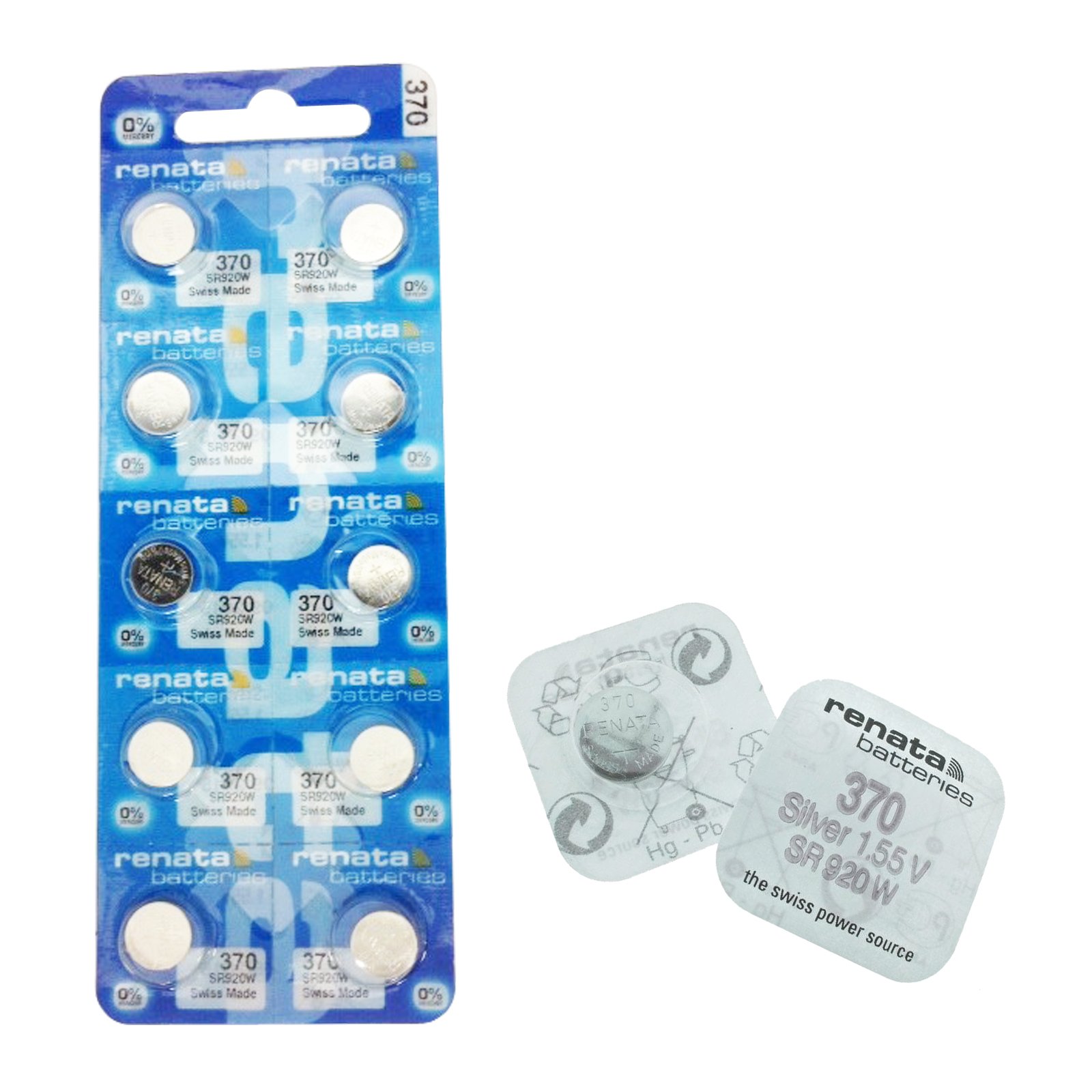 10 X Genuine Renata 370 SR920W Wrist watch low drain silver oxide  battery batteries