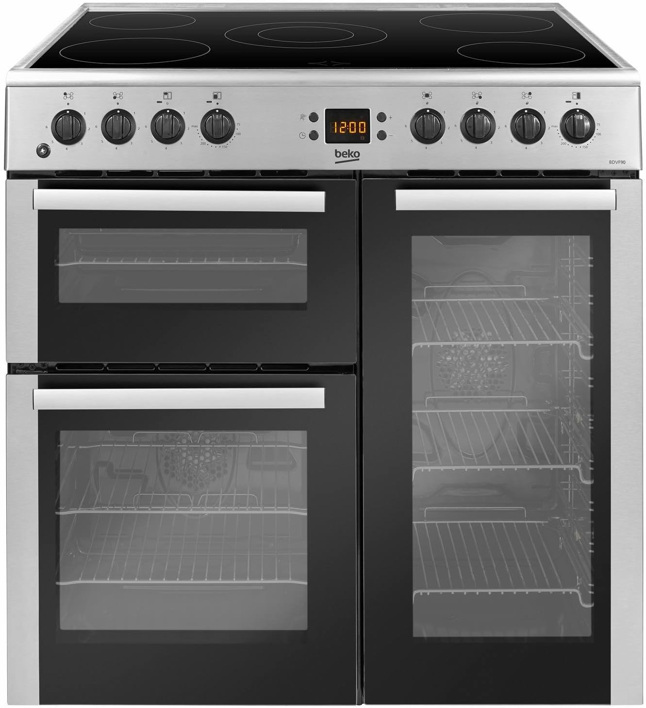 Beko BDVC90X 90cm Electric Ceramic 5 Burners Range Cooker in Stainless