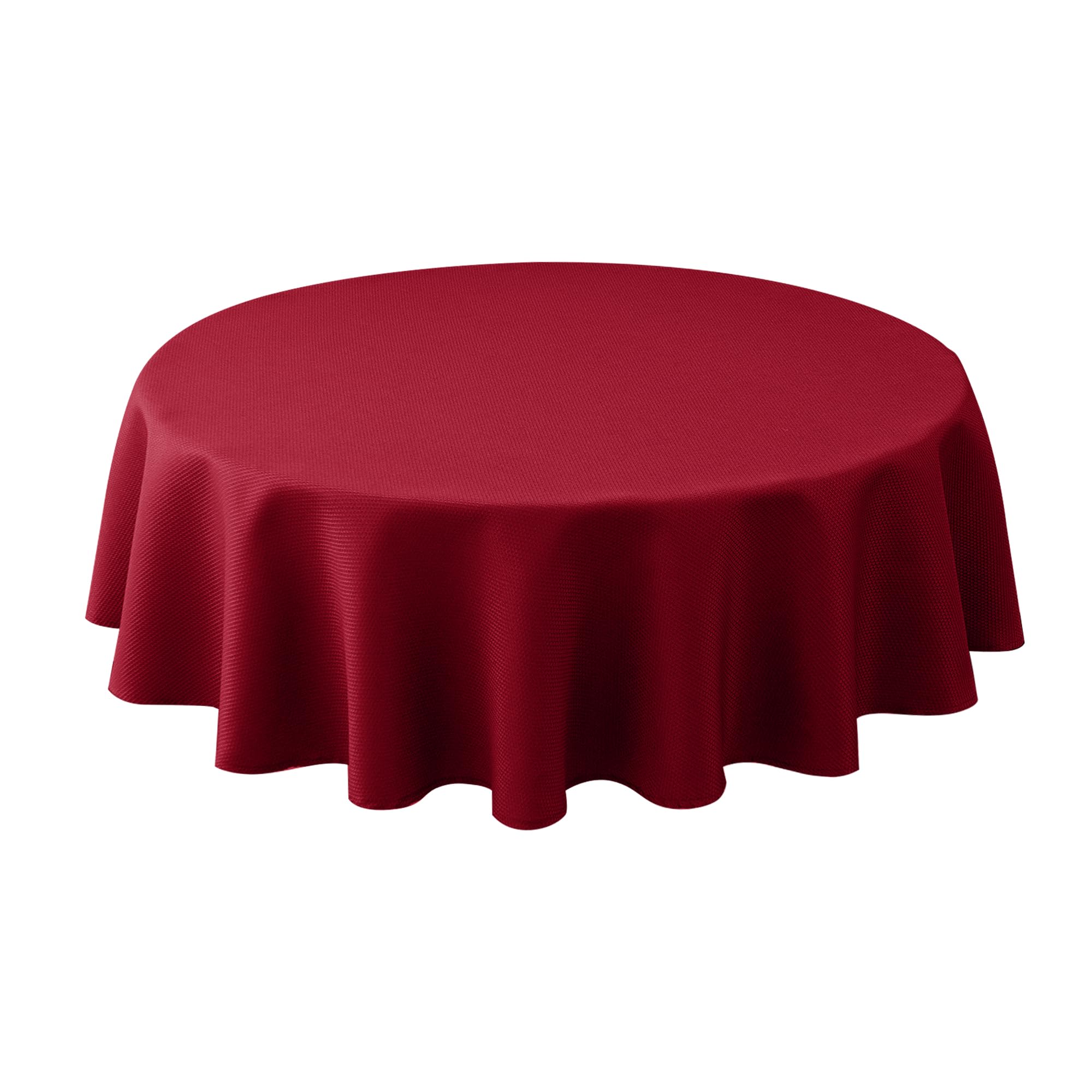 Biscaynebay Textured Round Tablecloths 60 Inches in Diameter, Red Water Resistant Spill Proof Fabric Tablecloths for Dining, Kitchen, Wedding, Parties etc, Machine Washable