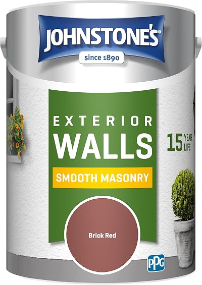 Johnstone's Exterior Smooth Masonry Paint Brick Red 5L 60m² Coverage