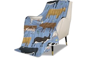 UGTEWXU Kids Cute Cow Print Cartoon Throw Blanket for Boys and Girls 50"X40" Blanket with Cows on It Suitable for All Season