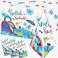 3Pieces Splish Splash Birthday Decorations Tablecloth, 71 * 43 Inch Summer Birthday Party Decorations Tablecloth Disposable Water Slide Party Decorations Table Cover for Summer Pool Birthday Party