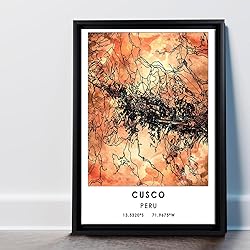 Cusco Map Poster, Peru Map Art Poster, Map Decor
