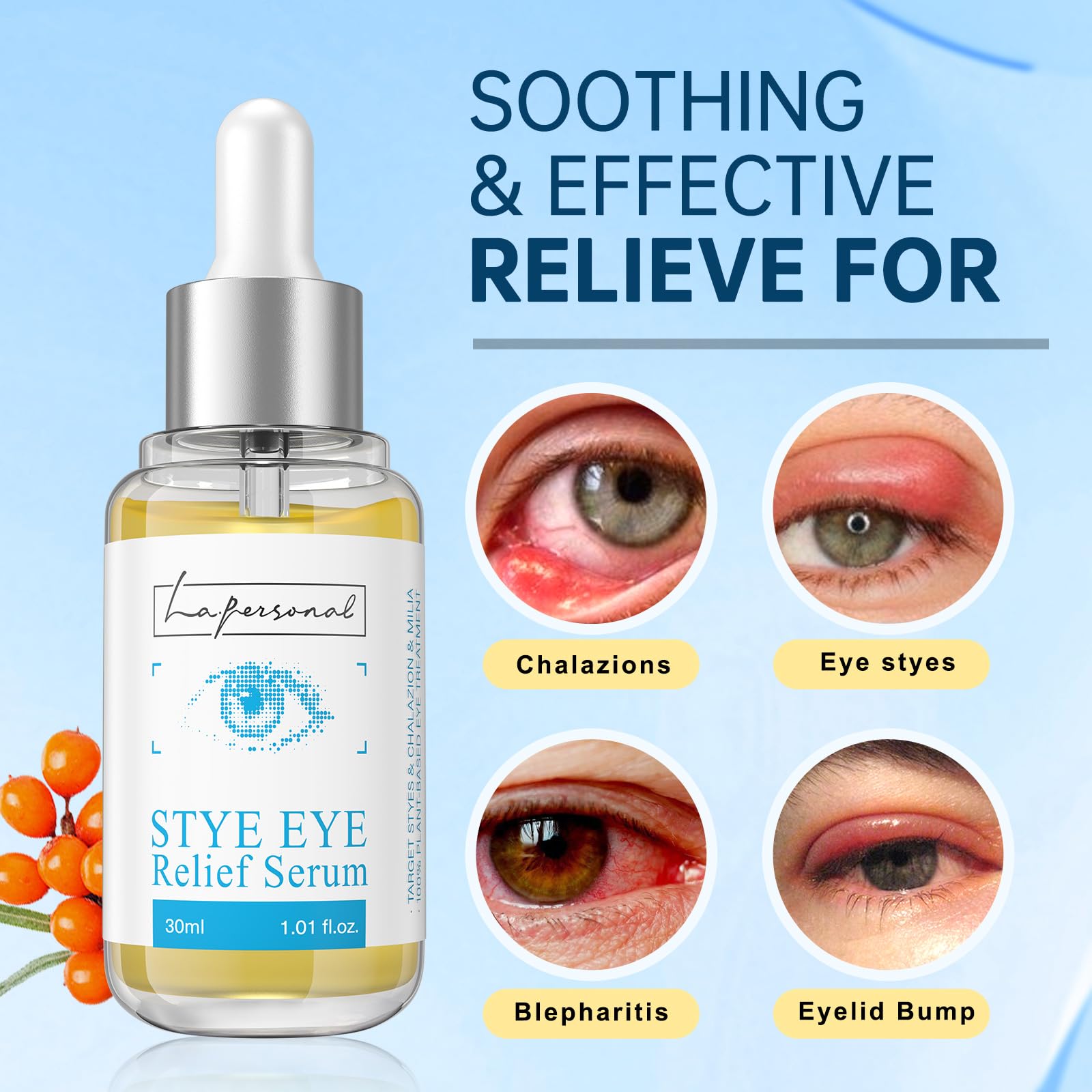 LA.PERSONAL Caffeine Eye Serum, Eye Relief Serum for Reducing Irritation, Moisturizing 1.01 Fl oz/30 Ml