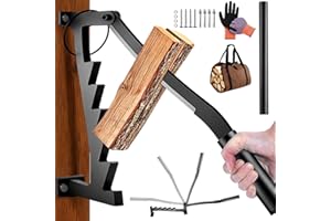 Meyoppm Wall Mounted Firewood Splitter with Extended Handle, Manual Kindling Splitter Wall Mounted for Soft Wood, Portable Log Splitter for Indoor and Outdor Use