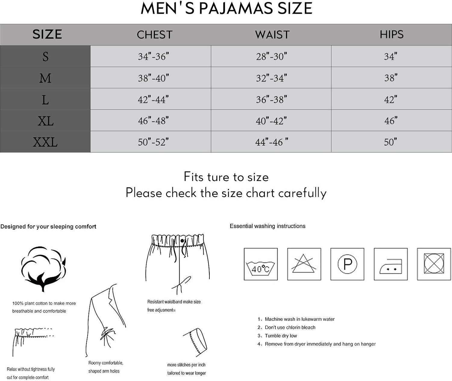 GLOBAL Mens Pajamas Set, 100% Cotton Woven Drawstring Sleepwear Set with Top and Pants/Bottoms at  Men’s Clothing store