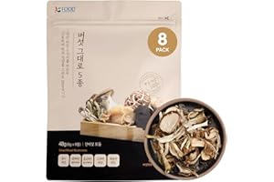 K FOOD KOREAN FOOD Korean Food Organic Dried Mixed Mushrooms - Premium 5 Varieties, Low-Temperature Dried, 5-6g x 8 Packs
