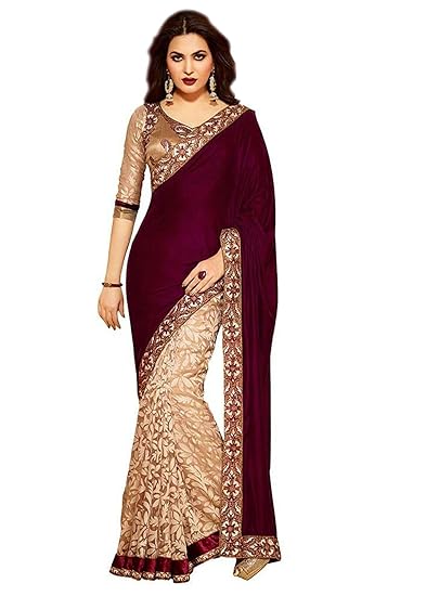 Women's Velvet Saree with Blouse Piece