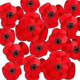 Fullhawl 9.8 Inch 18 Set Large Red Poppy Artificial Flowers Decoration for Wall DIY Bulletin Board 3 Sizes 3D Handcrafted Paper Poppy Backdrop Decor for Veterans Day Memorial Remembrance Day Carnival