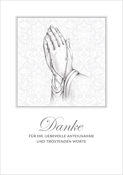 Biglietto Di Condoglianze Ringraziamento Per La Gentile Partecipazione E Conforto Parole Di Ringraziamento In Grigio Con Preghiera Mani Come Disegno E Ornamenti In Background Con Busta 4 Amazon It Cancelleria E Prodotti Per