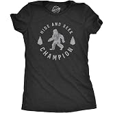 Hide And Seek Champion Funny Bigfoot Graphic Tee | Funny T Shirts, Graphic Shirts for Men, Cool Camping Short Sleeve, Soft Cotton Blend, Novelty Tees for Guys,