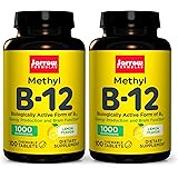 Jarrow Formulas Methyl B-12 1000 mcg - 100 Chewable Tablets, Lemon - Pack of 2 - Bioactive Vitamin B12 - Supports Energy Prod