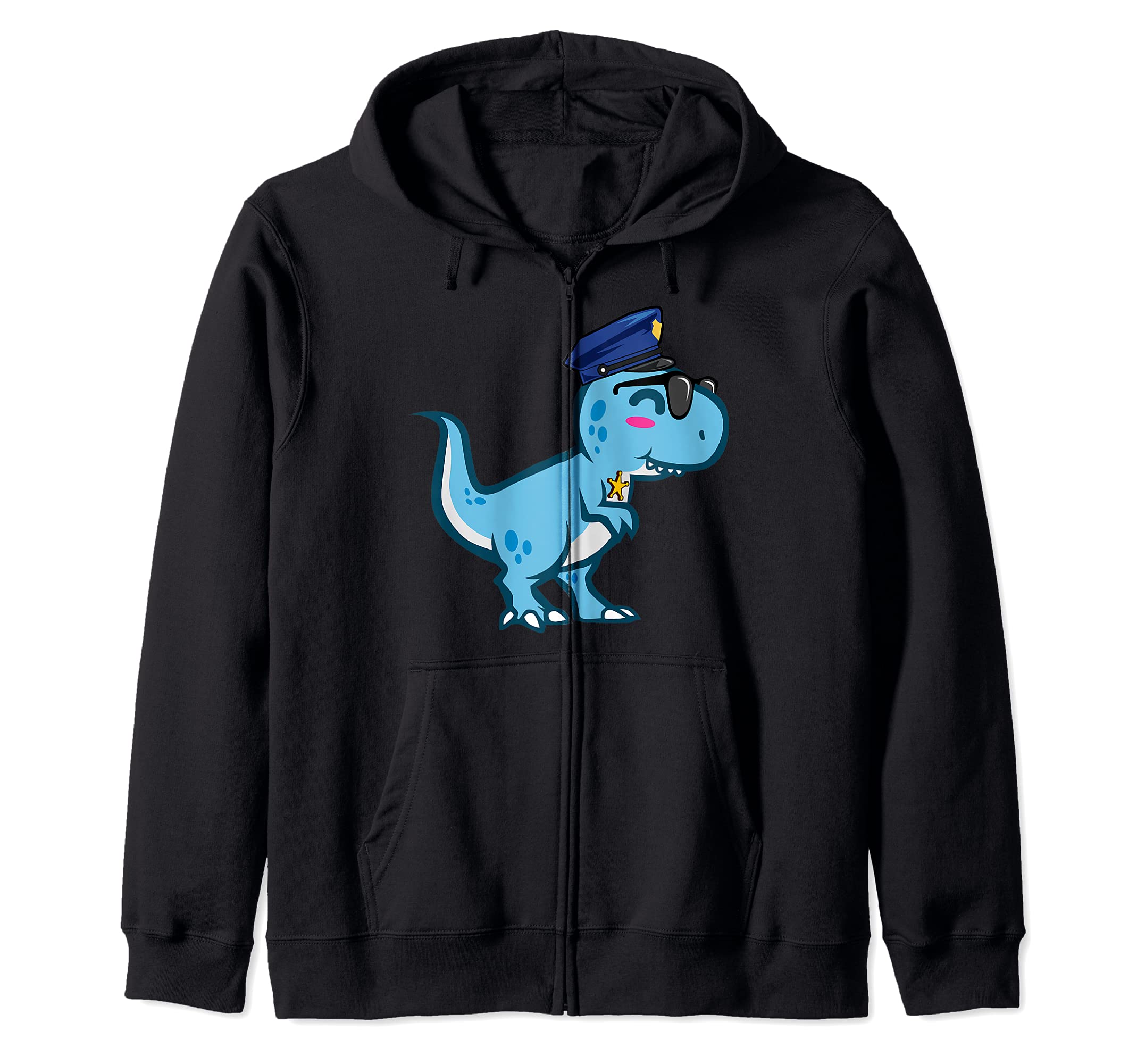 Police Officer Cop Law Enforcement T-Rex Dinosaur Zip Hoodie