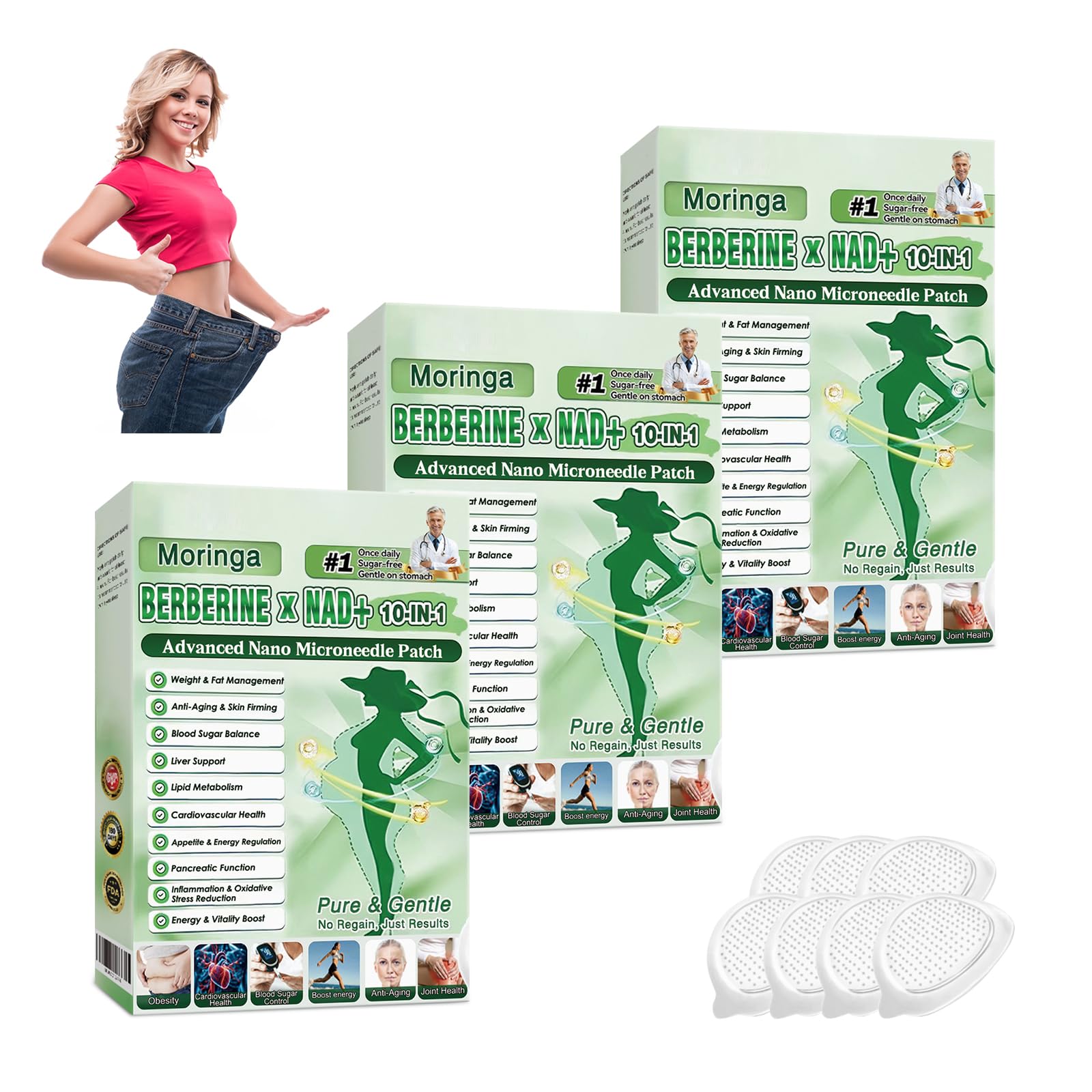 Photo 1 of 2026 New Upgraded Style Moringa 10-in-1 Nano Microdarts Patch, Advanced Moringa Patches, Natural Body Patches for Women and Men - Gentle Formula for All Skin (3PCS, 3 Boxes)