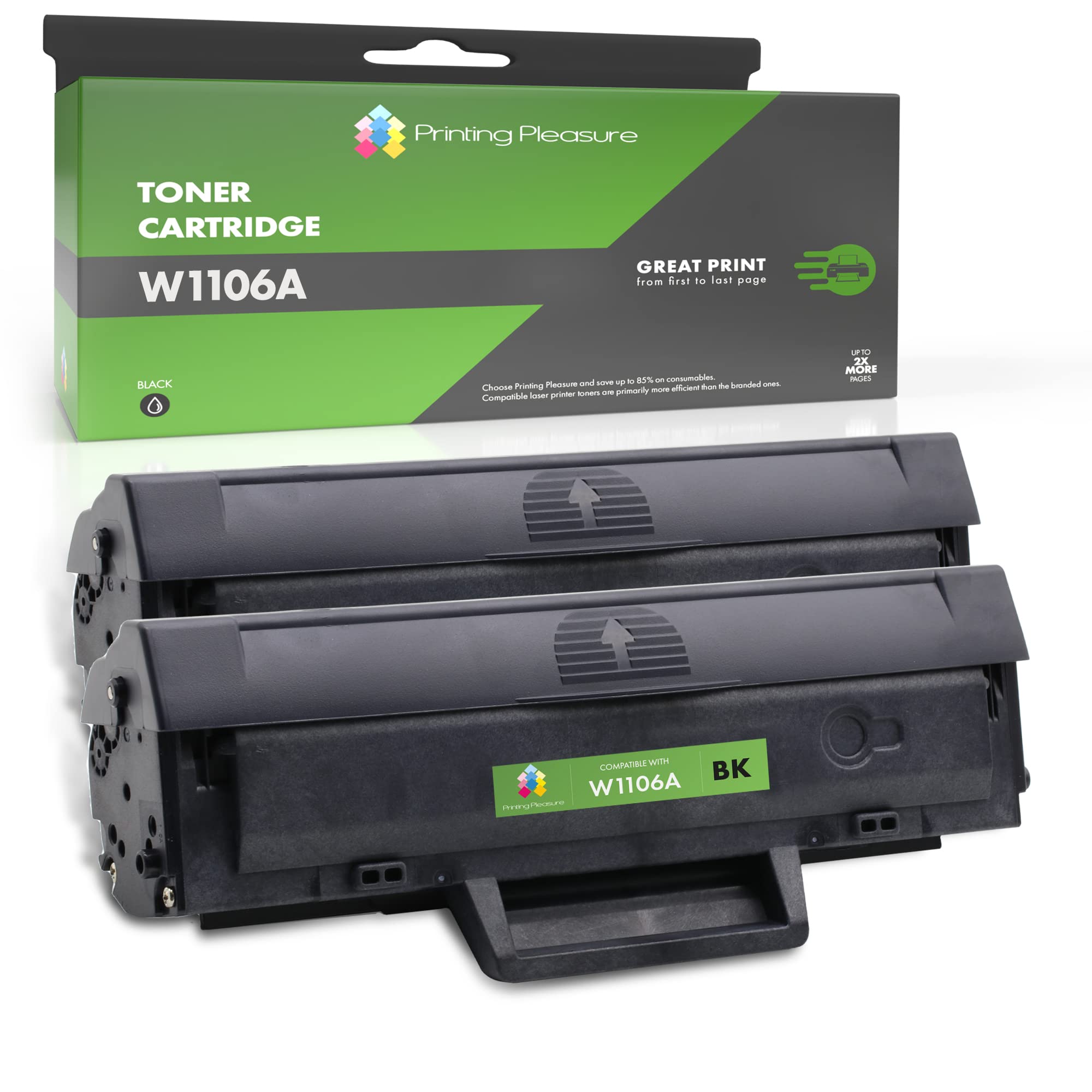 Printing Pleasure 106A W106A Replacement for HP 106 A W106 A Toner Cartridge Compatible with LaserJet 107w 107a Laser MFP 135w MFP 135a MFP 137fnw 2 Black