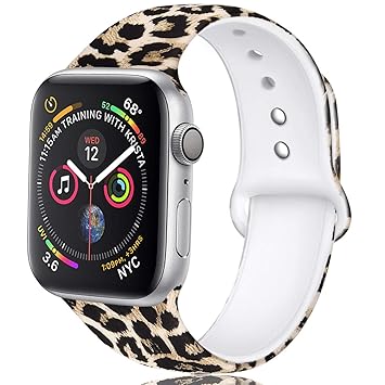 Zekapu Blumen Armband Kompatibel mit Apple Watch 38 mm 42 mm 40 mm 44 mm, Weich Silikon Ausbleichen Muster Gedruckt Ersatz Ar
