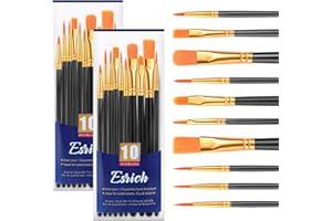 ESRICH Paint Brushes Set,2 Packs 20 Pcs Acrylic Paint Brush Set,Watercolor Oil Acrylic Nylon Hair Brushes,Artist Paintbrushes for Acrylic Oil Watercolor Painting Artist Professional Kits,Black