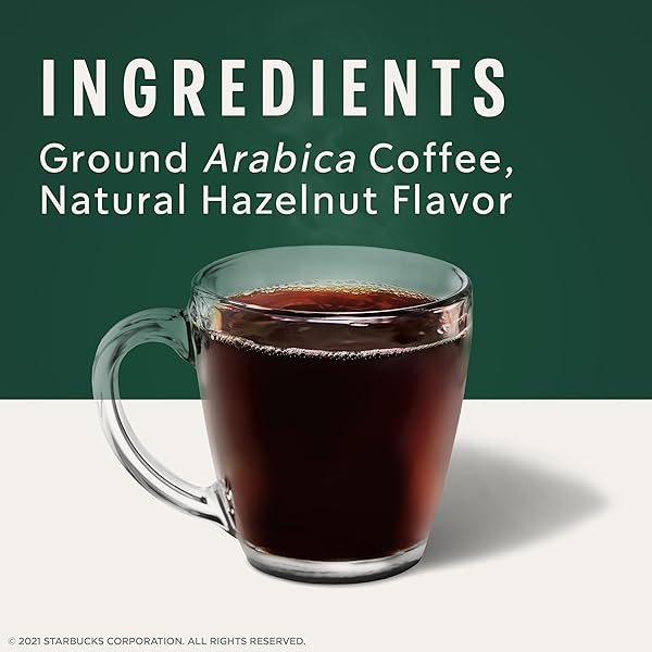 STARBUCKS K-CUP COFFEE PODS, HAZELNUT FLAVORED COFFEE, NATURALLY FLAVORED, 100% ARABICA, 1 BOX (10 PODS)