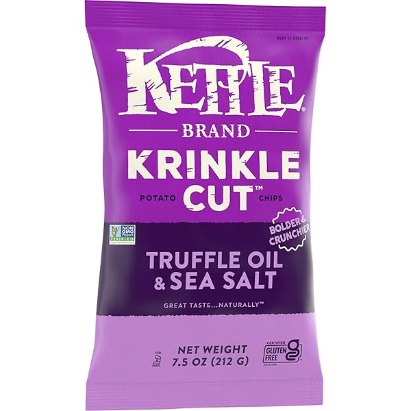 KETTLE BRAND POTATO CHIPS, KRINKLE CUT, TRUFFLE OIL & SEA SALT KETTLE CHIPS, 7.5 OZ