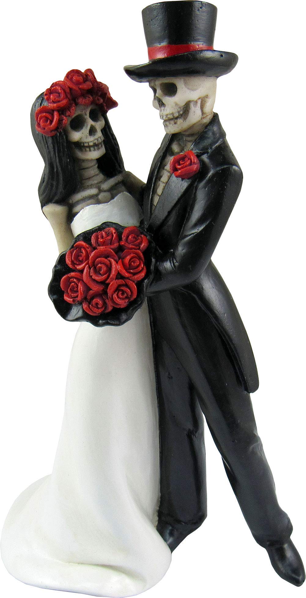 DWK - Amor Por Vida - Collectible Hand-Painted Day of The Dead Dancing Skeleton Couple Halloween Gothic Lovers Romantic Bride & Groom Figurine Wedding Statuette, 6.5-inch