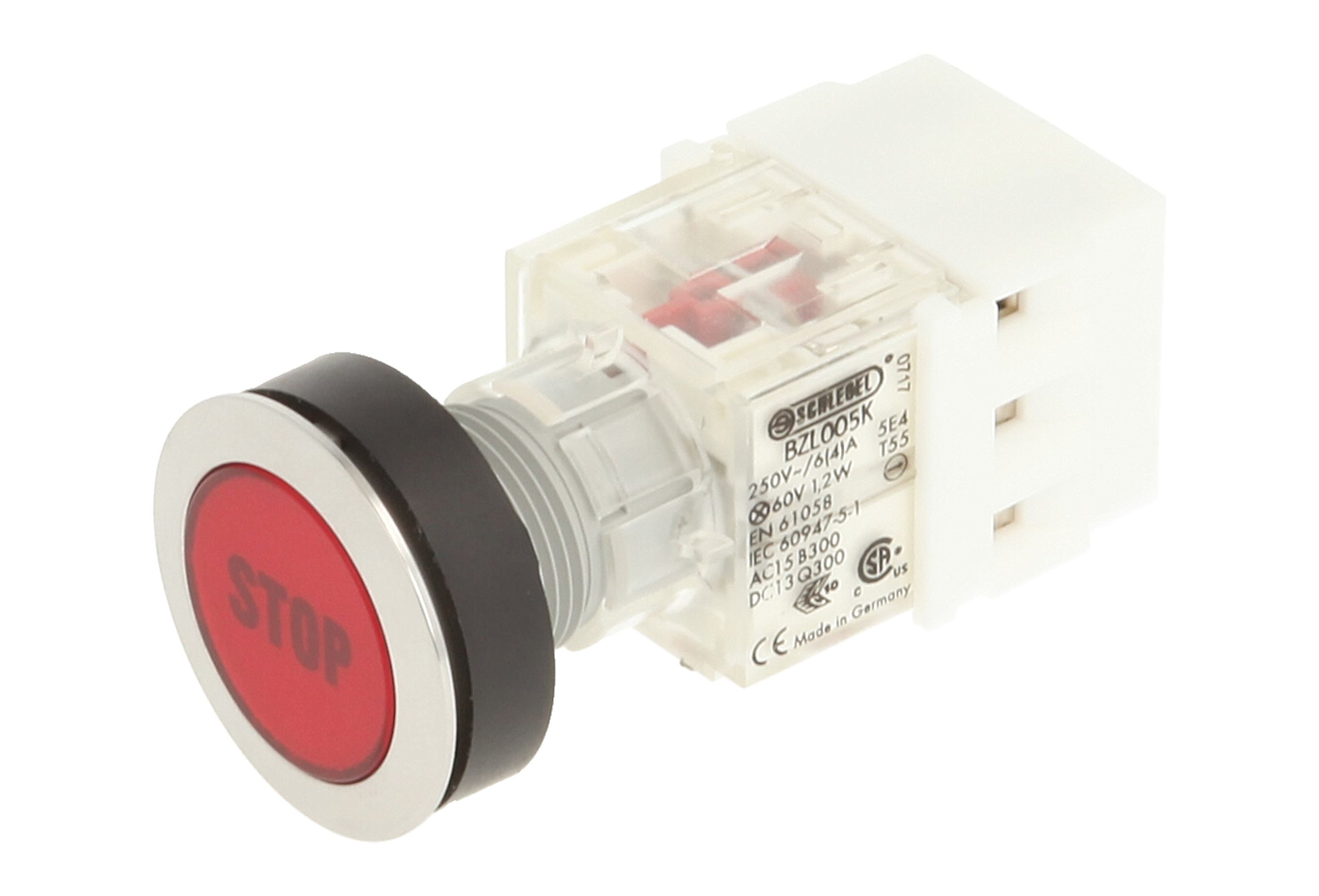 Club 23.000.718 Stainless Steel Push Button Switch Cap, Bezeichungs Child Stop Light Up Push Button Contact Encoder 2 Opener and Screw On Connector 24 V LED Red (Pack of 2)