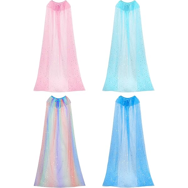 SEFIRST Disfraz Princesa Niña, Vistoso Capa Princesa, Capa con Corona, Capas Disfraces de Tul con Lentejuelas, Accesorios de Vestir Princesas para Halloween Carnaval Cosplay Cumpleaños Fiesta Regalo
