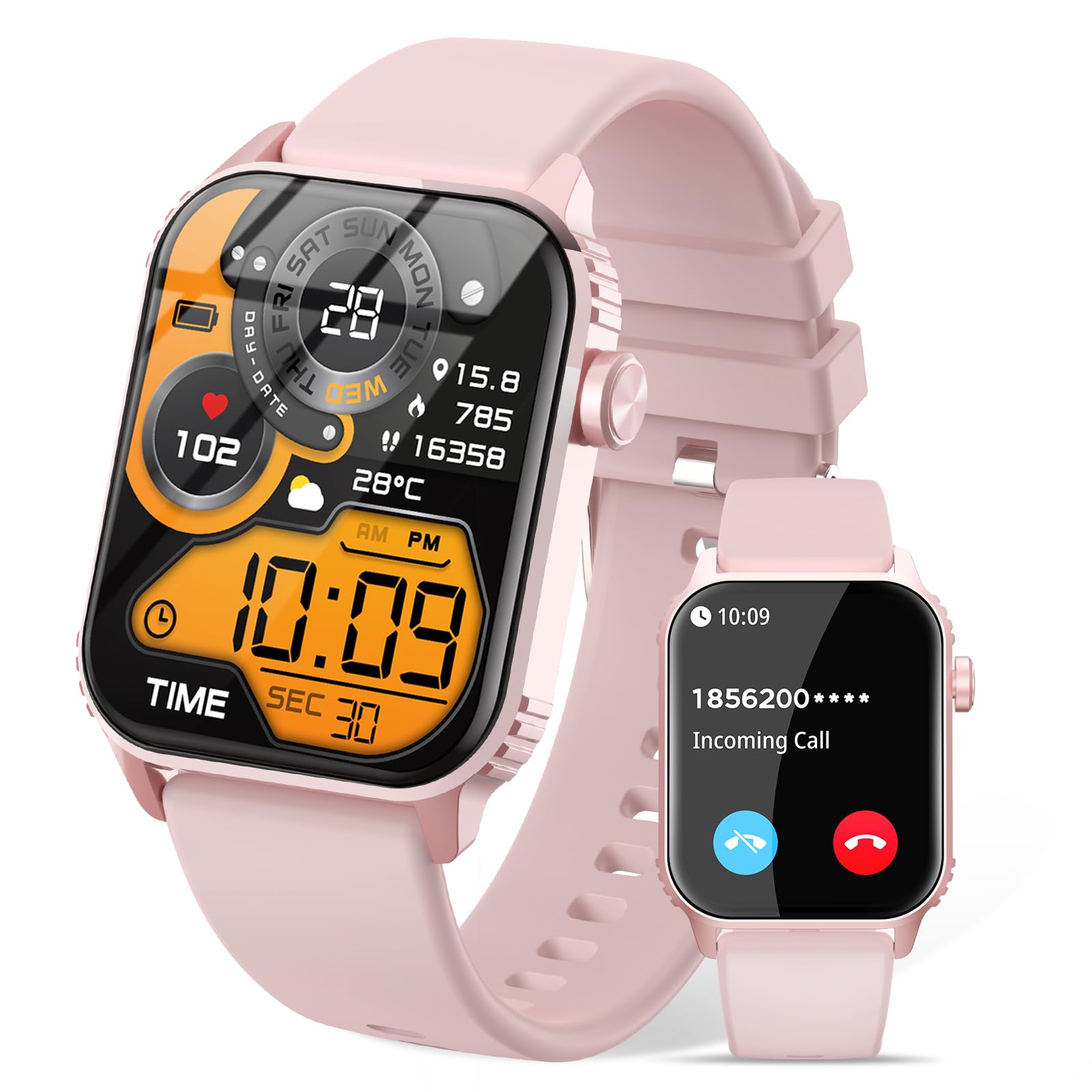 Photo 1 of DIVOAZBVO Smart Watches for Women Men, 120 Sports Modes Smartwatch with 1.83 inches HD Display, Heart Rate/Sleep Monitor, IP67 Waterproof, Bluetooth Call & Music Control for iPhone/Android (Pink)