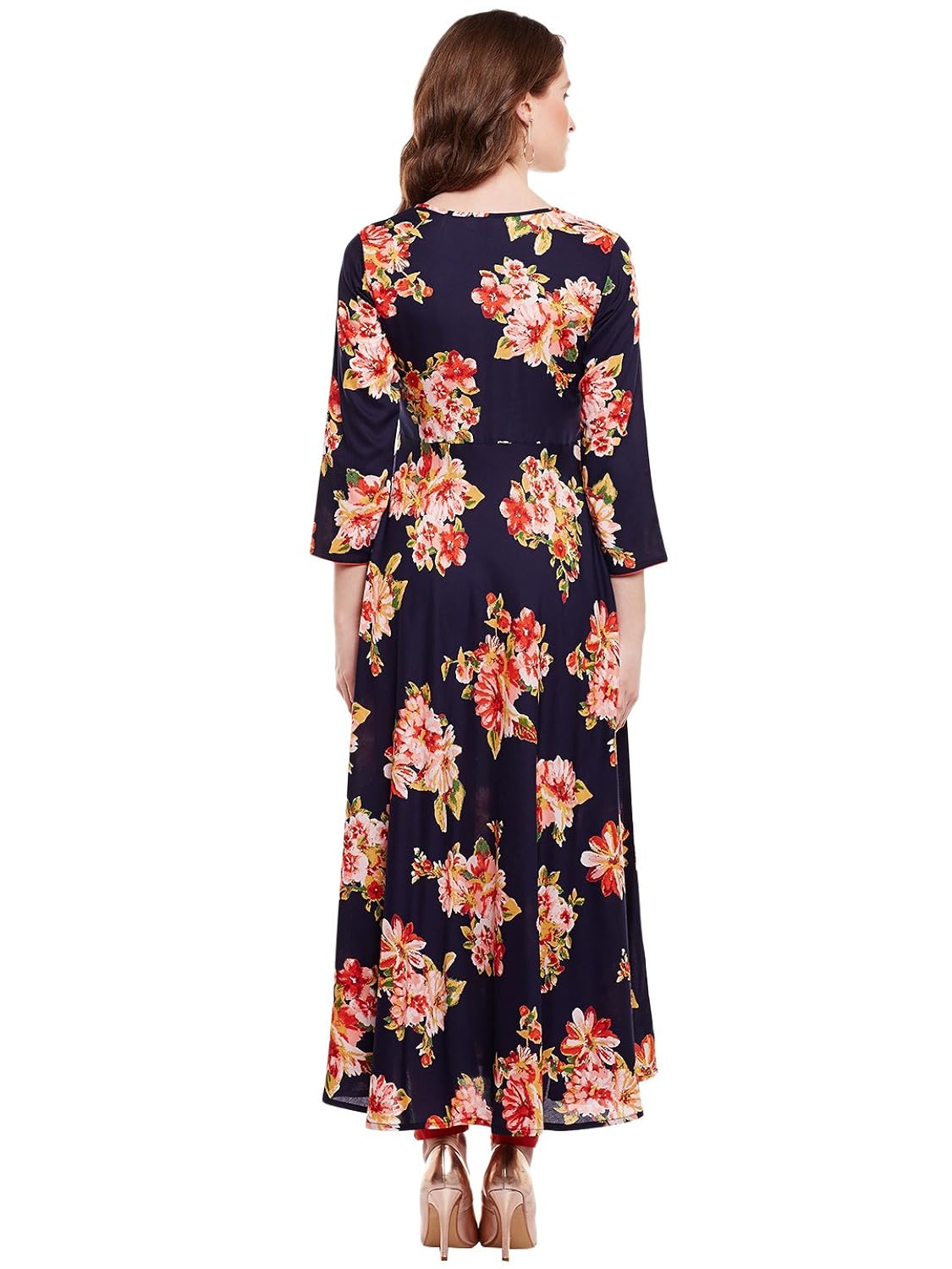 viscose floral printed flared kurta with buttons