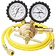 Nitrogen Regulator, Nitrogen Regulator Hvac with 60" Hose, 0-800PSI, 1/4-Inch Outlet Connection, 0-4000PSI, CGA580 Inlet Connection, Hvac Nitrogen Regulator, Nitrogen Tank Regulator by KAKO