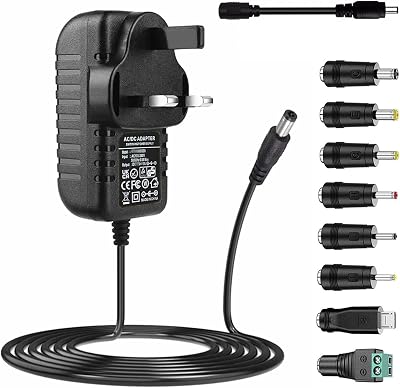 SZZKtech 9V AC DC Power Adapter 8 Plug Tips Polarity Changeable 1A 2A 230V to 9V