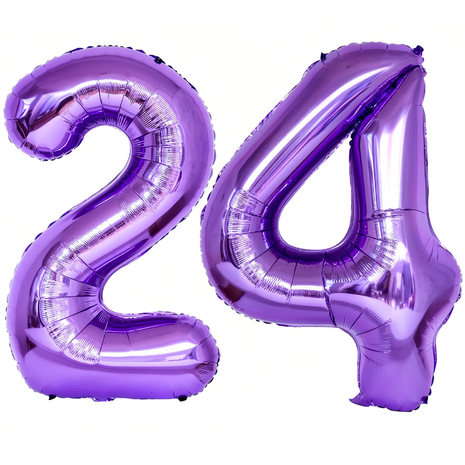 Number 24 Purple Balloons 40 Inch Giant Purple 24 or 42 Number Foil Helium Balloons for 24th Purple Birthday Party Supplies 42th Anniversary Events Decorations